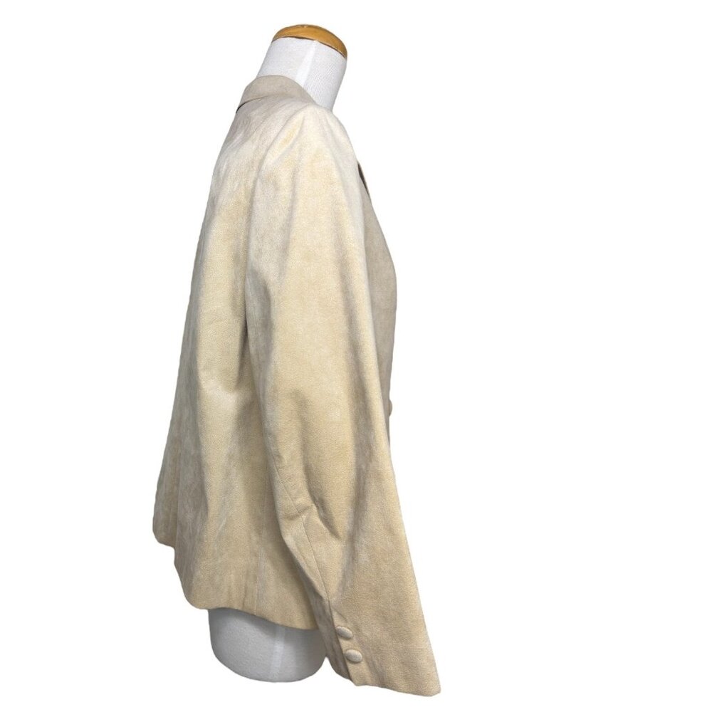 Hand Tailored Vintage Beige Suede Blazer Jacket By Chinese Custom Tailor - Picture 4 of 7